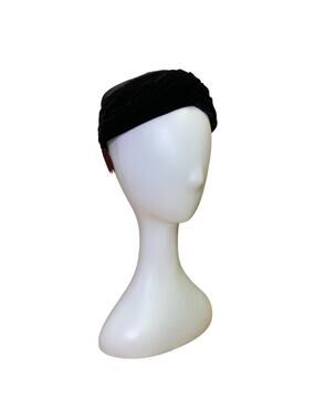 1950s Vintage Black Velvet Satin Cocktail Hat Christine Original Tilt Hat